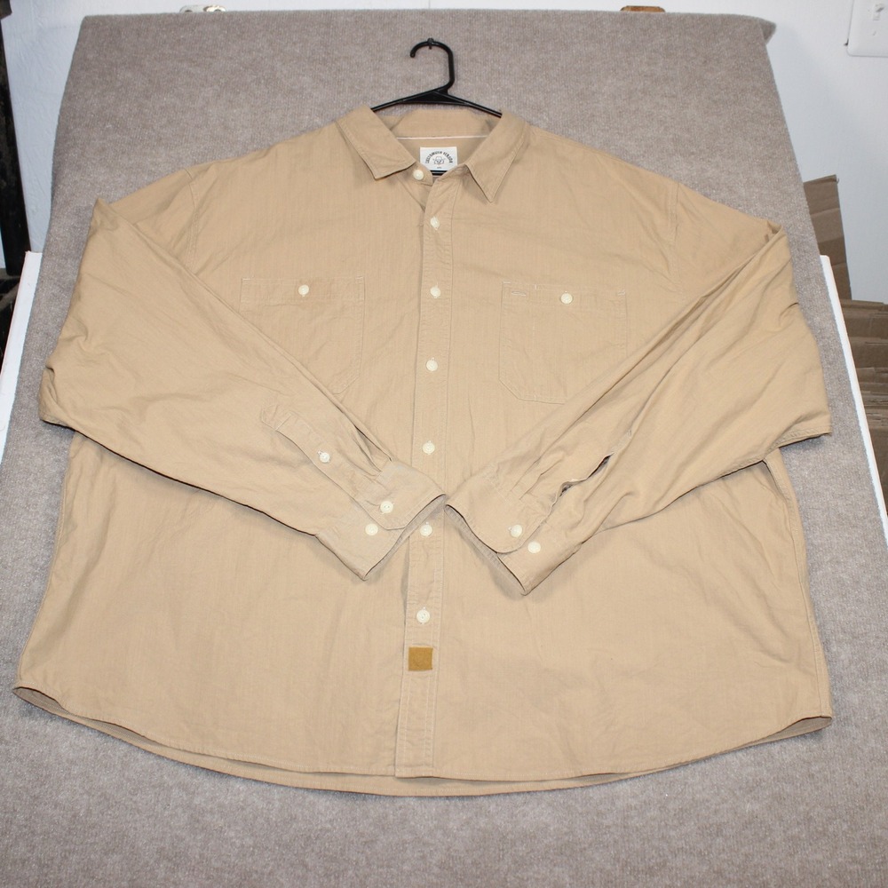 Dubinik Customized Version Mens 4XL Tan Khaki Long Sleeve Button Down Work Shirt